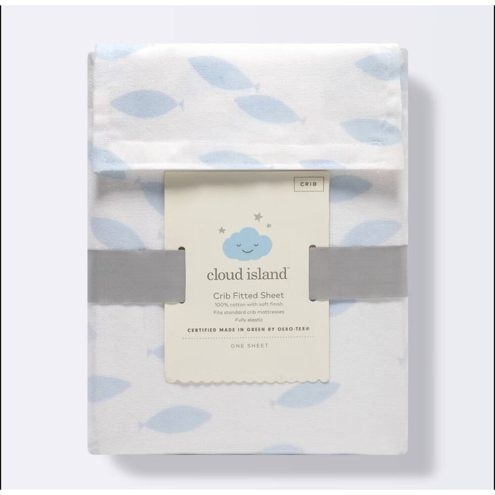Cloud Island Cotton Fitted Crib Sheet School of Fish 100% Cotton - New